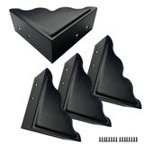 Sutfmwe Büyük Metal Köşe Koruyucuları 3,7 x 3,7 x 1,5 inç 4 adet, Vintage Endüstriyel Ahşap Mobilya Masaları için Dekoratif Siyah Köşe Koruyucu, Ahır Kapıları, Ahşap Çerçeveler, Kutular, Açılı Kenar