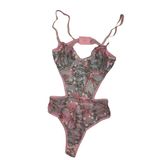 Sutjen Transparan Dantelli Bodysuit - Şık, Rahat ve Seksi İç Giyim -Pembe, Turkuaz, Sarı, Siyah, Bordo ve Ekru Kadınlar İçin Özel Tasarım (Pembe, 80)