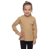 Sütlü Kahve Basic Kız Çocuk Çıtçıtlı Tam Balıkçı Yaka Şardonlu Kışlık Uzun Kollu Tişört - 1 Yaş