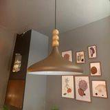 Sütlü Kahve Champion Ahşap Boncuklu Tekli Avize Sarkıt Salon Mutfak Butik Lamba Aydınlatma Avizeler - Kahverengi