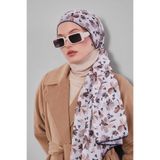 Sütlü Kahve Çiçek Desen Soft Eşarp