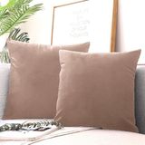 Sütlü Kahve Kırlent Kılıfı 4'lü Set - Gizli Fermuarlı - Kadife Dokulu - 43 x 43 cm