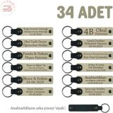 Sütlü Kahve & Siyah, Bebeklere Özel Tüm Kutlamalar İçin İsim Yazılı Anahtarlık, 34' lü Set