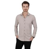 Sütlü Kahve Slimfit Düz Oduncu Hediye Kutulu Erkek Gömlek XL