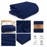 Sutra 4 Katlı%100 Pamuk Müslin Pike – Çift Kişilik 220x240 cm – Nefes Alan, Terletmeyen, Cilt Dostu, 4 Mevsim Yatak Örtüsü - Lacivert