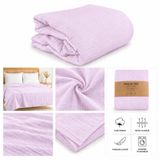 Sutra 4 Katlı%100 Pamuk Müslin Pike – Çift Kişilik 220x240 cm – Nefes Alan, Terletmeyen, Cilt Dostu, 4 Mevsim Yatak Örtüsü - Lila