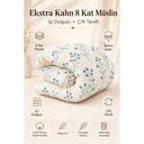 sutra 8 Kat Müslin Extra Kalın %100 Pamuk Müslin Kumaş + Elyaf Dolgulu Tek Kişilik Yorgan Yatak Örtüsü