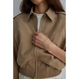 Suud Collection Camel Cooper Crop Bomber Ceket, Camel