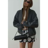 Suud Collection Füme Anu Oversize Fermuarlı Polar Hırka