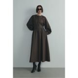 Suud Collection Kahverengi Kaia Düğmeli Maxi Elbise
