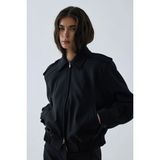 Suud Collection Siyah Cooper Crop Bomber Ceket - 34 - 36