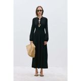 Suud Collection Siyah Mia Kuşaklı Maxi Elbise