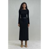 Suud Collection Siyah Mina Maxi Etek Düz Kesim Polyester Kumaş ile Normal Kalıp 40 Beden