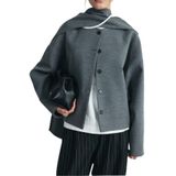 Suud Collection Tuana Atkılı Kısa Kaşe Ceket, 40, 418136810, Gri, Kadın