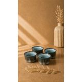 SUUFLEHMWR Yuvarlak Sufle Kabı 8,7 Cm Reaktif Yeşil & Beyaz 4'lü Set | Porselen Fırın Kabı