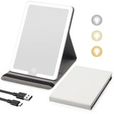 Suupvaor Işıklı Seyahat Makyaj Aynası, PU Deri Kapaklı Işıklı Seyahat Aynası, 1500mAh Pil 3 Renkli Işık Modları Karartma LED Işık Up Makyaj Kozmetik Aynası 8X 5.5 inç Seyahat, Ev, Ofis için