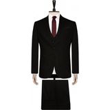 Süvari 6 Drop Slim Fit Siyah Yelekli Düz Takım Elbise Erkek Beden 50 Dar Kalıp