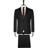 Süvari 6 Drop Slim Fit Siyah Yeleksiz Düz Takım Elbise Erkek Dar Kalıp Model - 48