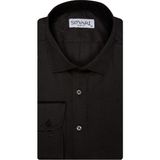 Süvari Antibakteriyel Slim Fit Armür Desenli Beyaz Erkek Gömlek - Siyah