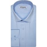 Süvari Antibakteriyel Slim Fit Armür Desenli Beyaz Erkek Gömlek - Soft Mavi