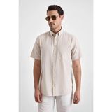 Süvari Bej Regular Düğmeli Yaka Düz Casual Gömlek - 2XL