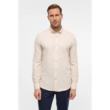 Süvari Bej Slim Düğmeli Yaka Manşetli Casual Gömlek - 2XL