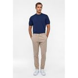 Süvari Bej Slim Fit Desenli Kumaş Pantolon, 46