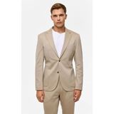 Süvari Bej Slim Mono Yaka Düz Torba Cep 6 Drop Takım Elbise - 48