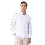 Süvari Beyaz Slim Fit Düz Düğmeli Yaka Gömlek, M