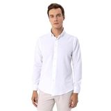 Süvari Beyaz Slim Fit Düz Düğmeli Yaka Gömlek, XS