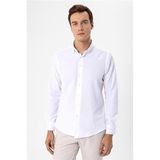 Süvari Beyaz Slim Fit Düz Düğmeli Yaka Gömlek, XXL