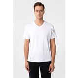 SÜVARİ Beyaz Slim Fit Düz V Yaka Tişört