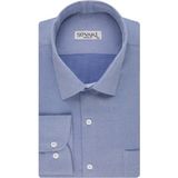 Süvari Bol Kesim Armür Desenli Gömlek Beyaz - 3XL - Mavi