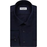 Süvari Bol Kesim Armür Desenli Gömlek Beyaz - 4XL - Lacivert