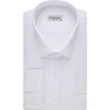 Süvari Bol Kesim Armür Desenli Gömlek Beyaz - 5XL