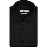 Süvari Bol Kesim Cepli Siyah Düz Flanel Kışlık Erkek Gömlek - 2XL