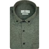 Süvari Bol Kesim Cepli Yeşil Düz Flanel Kışlık Erkek Gömlek - 2XL