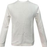 SÜVARİ Bol Kesim O Yaka Kapitone Etnik Desenli Beyaz Sweatshirt
