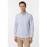 Süvari Buz Mavi Slim Fit Armürlü Düğmeli Yaka Gömlek, S
