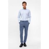 Süvari Buz Mavi Slim Fit Armürlü Klasik Yaka Gömlek, XXL