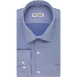 Süvari Classics Rahat Kalıp Özel Mavi Armür Desenli Cepli Gömlek - 2XL