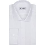 Süvari Classics Rahat Kalıp Özel Wonder Düz Kumaş Cepli Beyaz Gömlek - 5XL