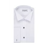 Süvari Classics Slim Fit Armürlü Ata Yaka Manşetli Metal Düğme Damatlık Gömlek
