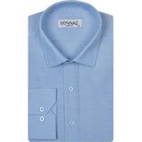 Süvari Classics Slim Fit Dar Kalıp Cepsiz Gömlek - Mavi