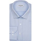 Süvari Classics Slim Fit Dar Kalıp Özel Armürlü Cepsiz Gömlek - Açık Mavi