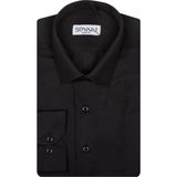 Süvari Classics Slim Fit Dar Kalıp Özel Armürlü Cepsiz Gömlek - XL - Siyah