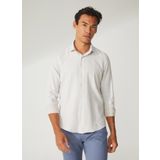 Süvari Ekru Erkek Klasik Yaka Slim Fit Armürlü Gömlek GM2024700404