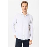 Süvari Ekru Slim Fit Desenli Klasik Yaka Gömlek, S