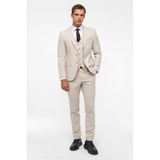 Süvari Ekru Slim Fit Desenli Mono Yaka 6 Drop Yelekli Klasik Takım Elbise