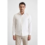 Süvari Ekru Slim Klasik Yaka Casual Gömlek - XL
